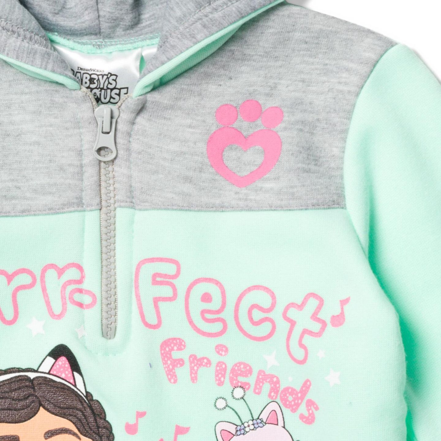 Худи Gabby's Dollhouse Dreamworks Gabbys Dollhouse Kitty Fairy Cakey Cat Gabby Fleece Half Zip для девочек-малышей, цвет: Мятный серый — фото 6