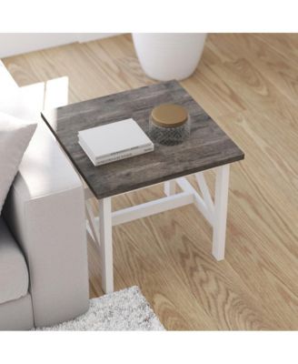 Matty Rustic End Table, Farmhouse Style Solid Wood Accent Table