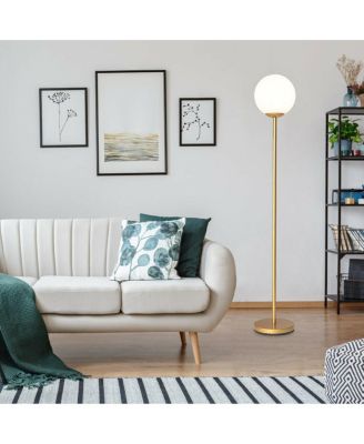 Glass Globe LED Floor Lamp w/ Acrylic Lampshade