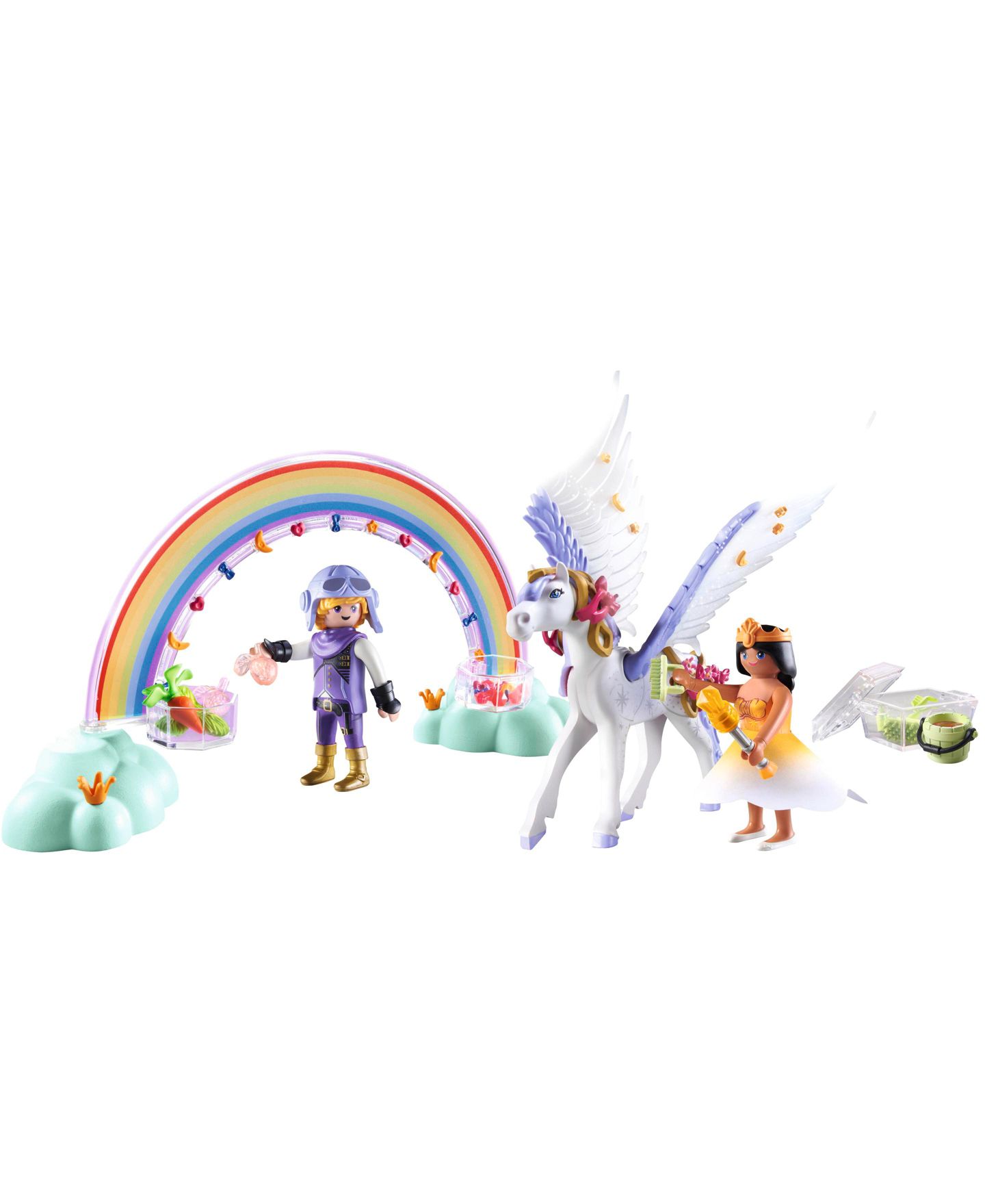 Детские фигурки PLAYMOBIL Pegasus with Rainbow in the Clouds 4-Piece Playset, Ages 4+ — фото 1