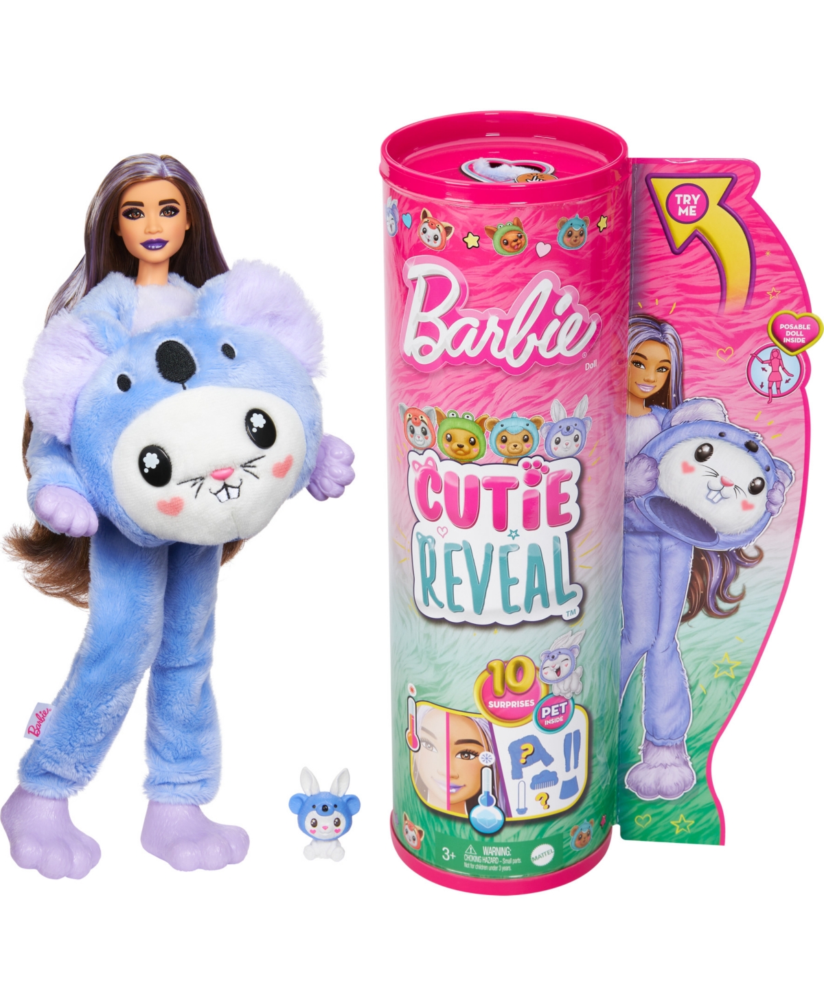 Barbie Kids' Cutie Reveal Costume-themed Doll And Accessories With 10 Surprises, Bunny As A Koala In Multi