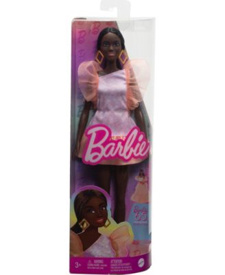 Barbie Fashionistas Doll 216 with Tall Body, Black Straight Hair and Peach  Dress, 65th Anniversary - Macy's