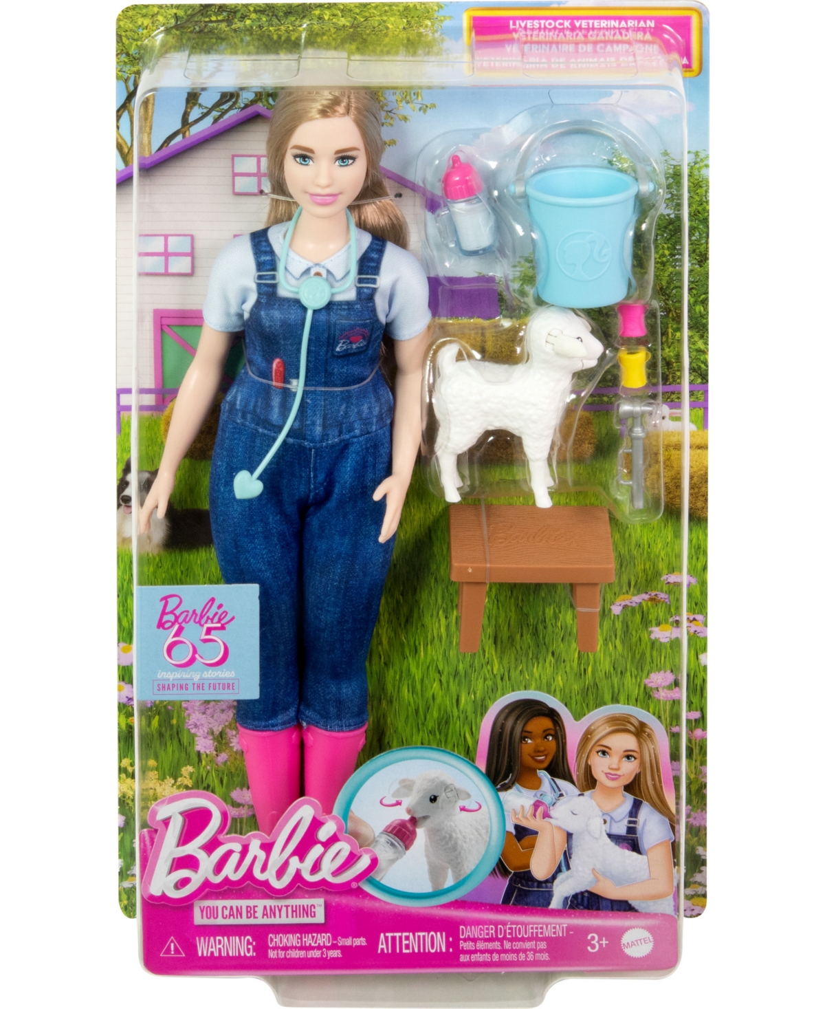 Shop Barbie 65th Anniversary Careers Farm Vet Doll And 10 Accessories Including Lamb With Moving Ears In Multi