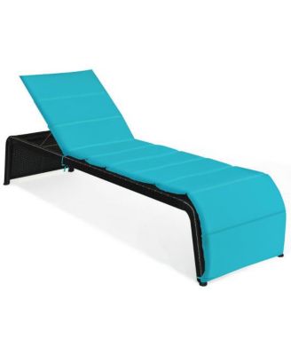 Outdoor Rattan Lounge Chair Adjustable Backrest with Cushioned Seating