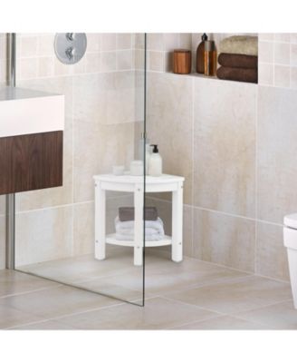 Corner Shower Bench Stool with Storage Shelf for Shaving Legs