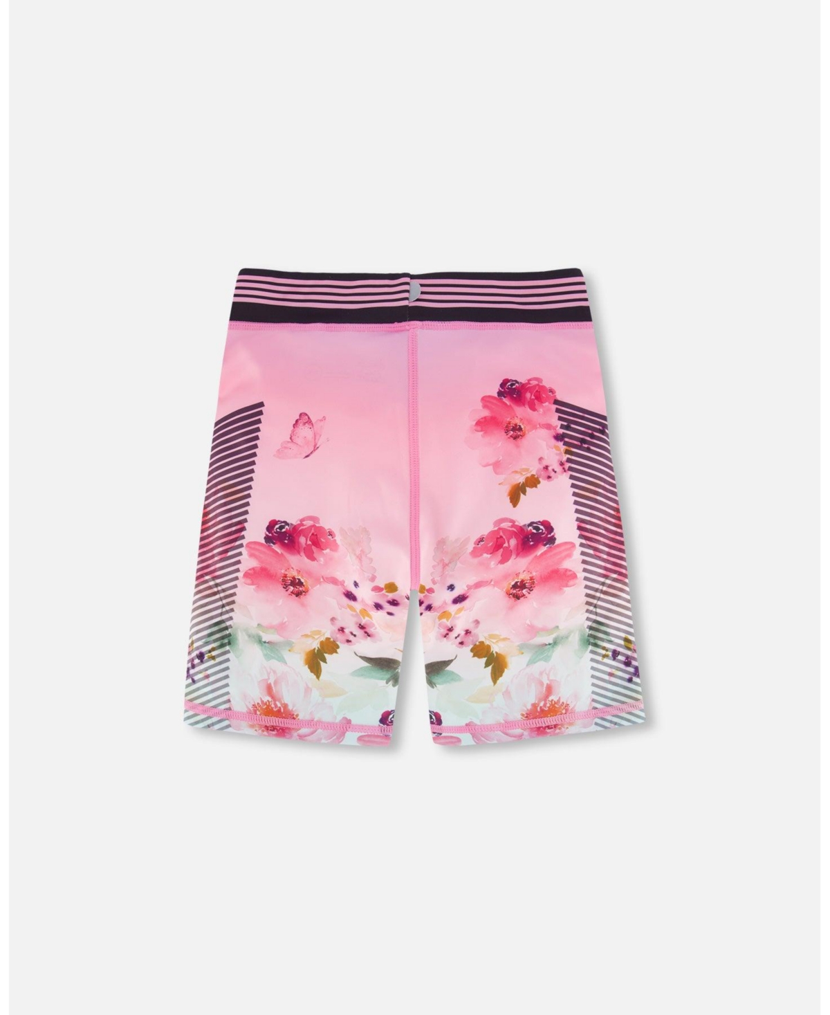 Girl Athletic Biker Shorts- Toddler Child - Gradient pink printed big flowers