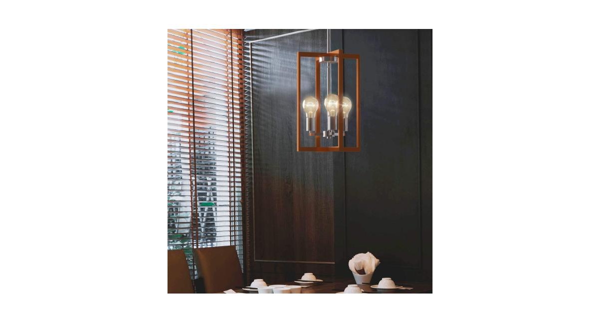 3-Lights Modern Industrial Hanging Pendant Lamp With Iron Square Lamp Shade -nickel