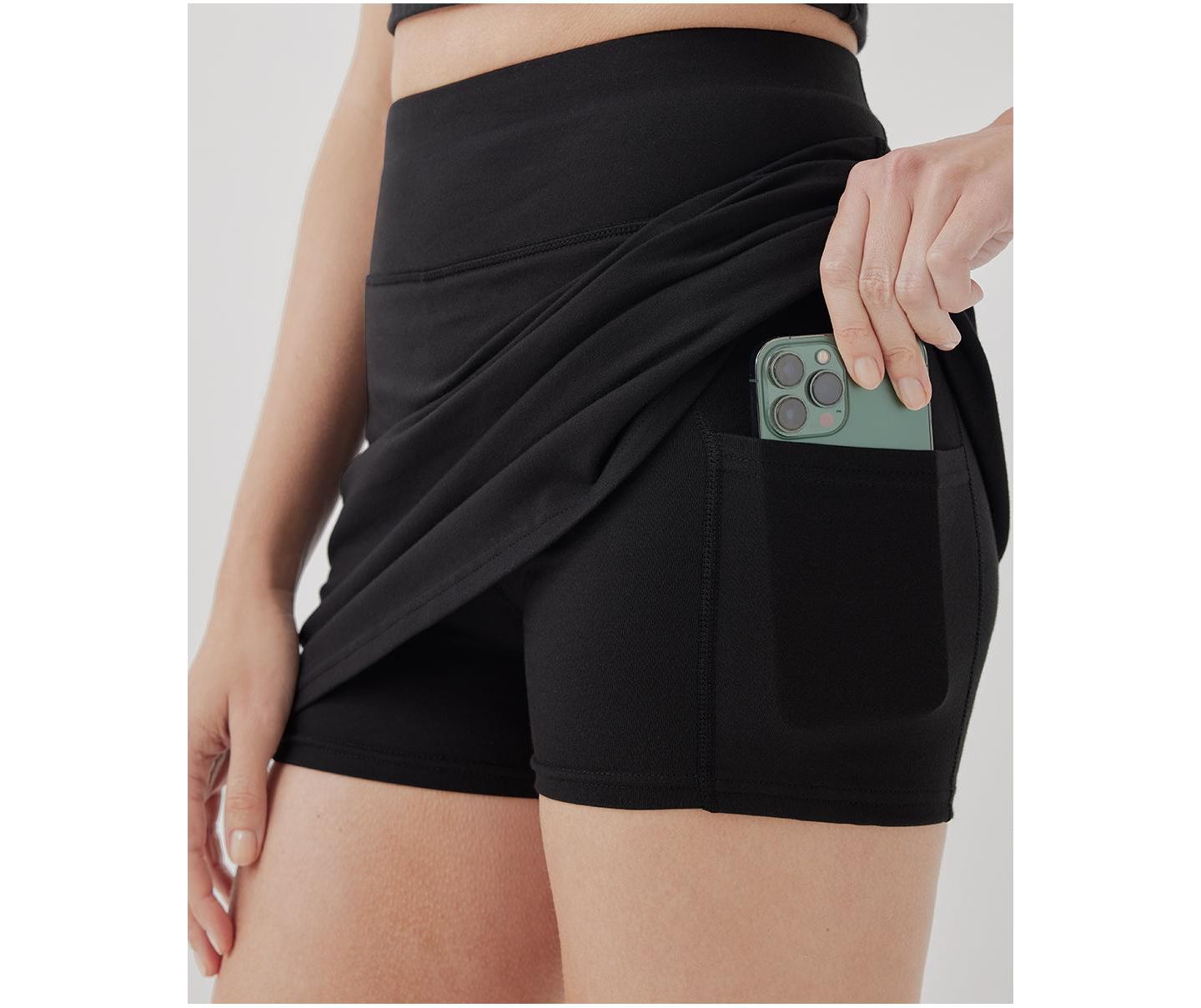 Женская юбка-шорты Pact Organic Cotton On the Go-To Pocket Skort, цвет: Чёрный — фото 3