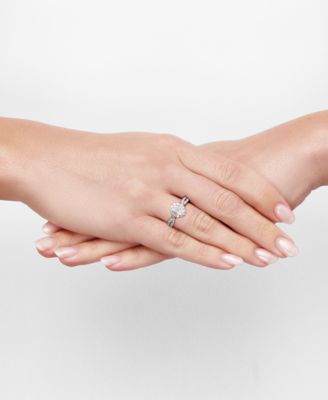 Diamond Oval Halo Twist Shank Engagement Ring (1-1/3 ct. t.w.) in 14k White Gold