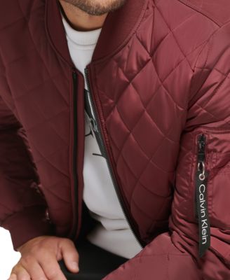 Men's Quilted Baseball Jacket with Rib-Knit Trim