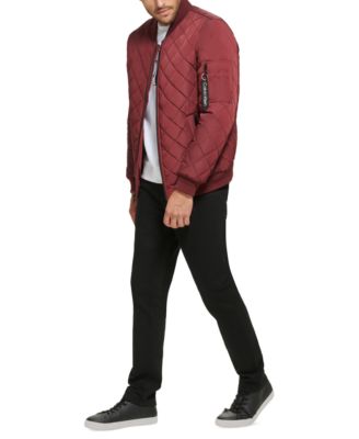 Men's Quilted Baseball Jacket with Rib-Knit Trim