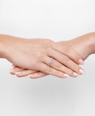 Diamond Oval Halo Twist Band Engagement Ring (3/4 ct. t.w.) in 14k Gold