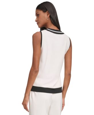 Women's Scoop-Neck Sleeveless Knit Top with Contrast Trim