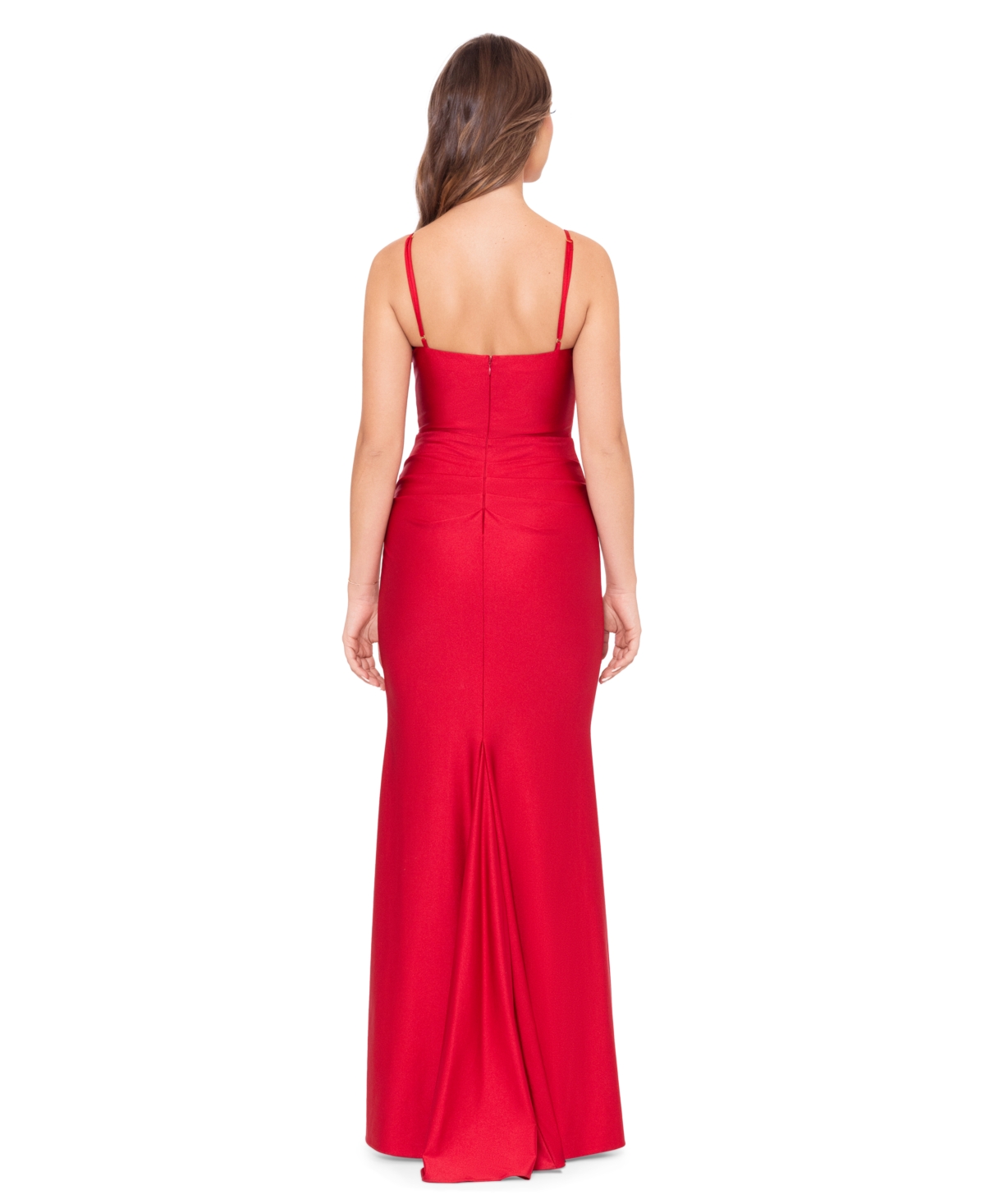 Shop Betsy & Adam Women's Drape-neck Sleeveless Sheath Gown In Red