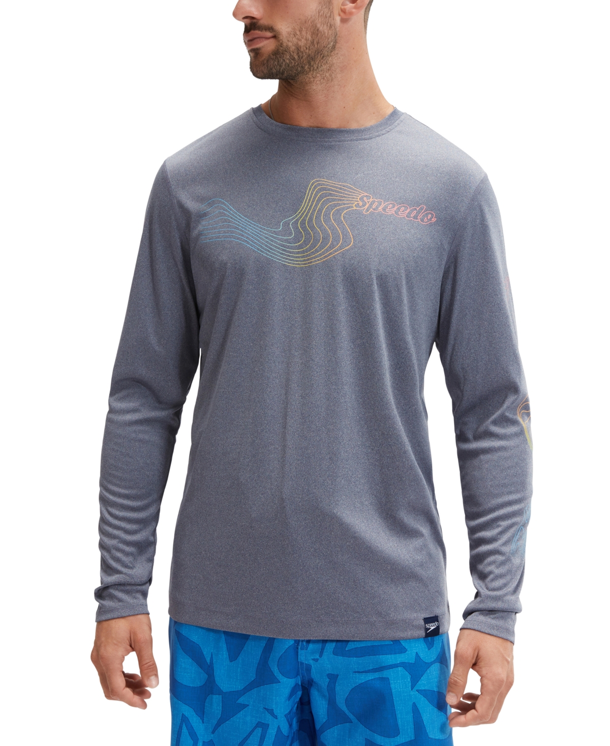 Men's Long Sleeve Performance Graphic Swim Shirt - Peacoat