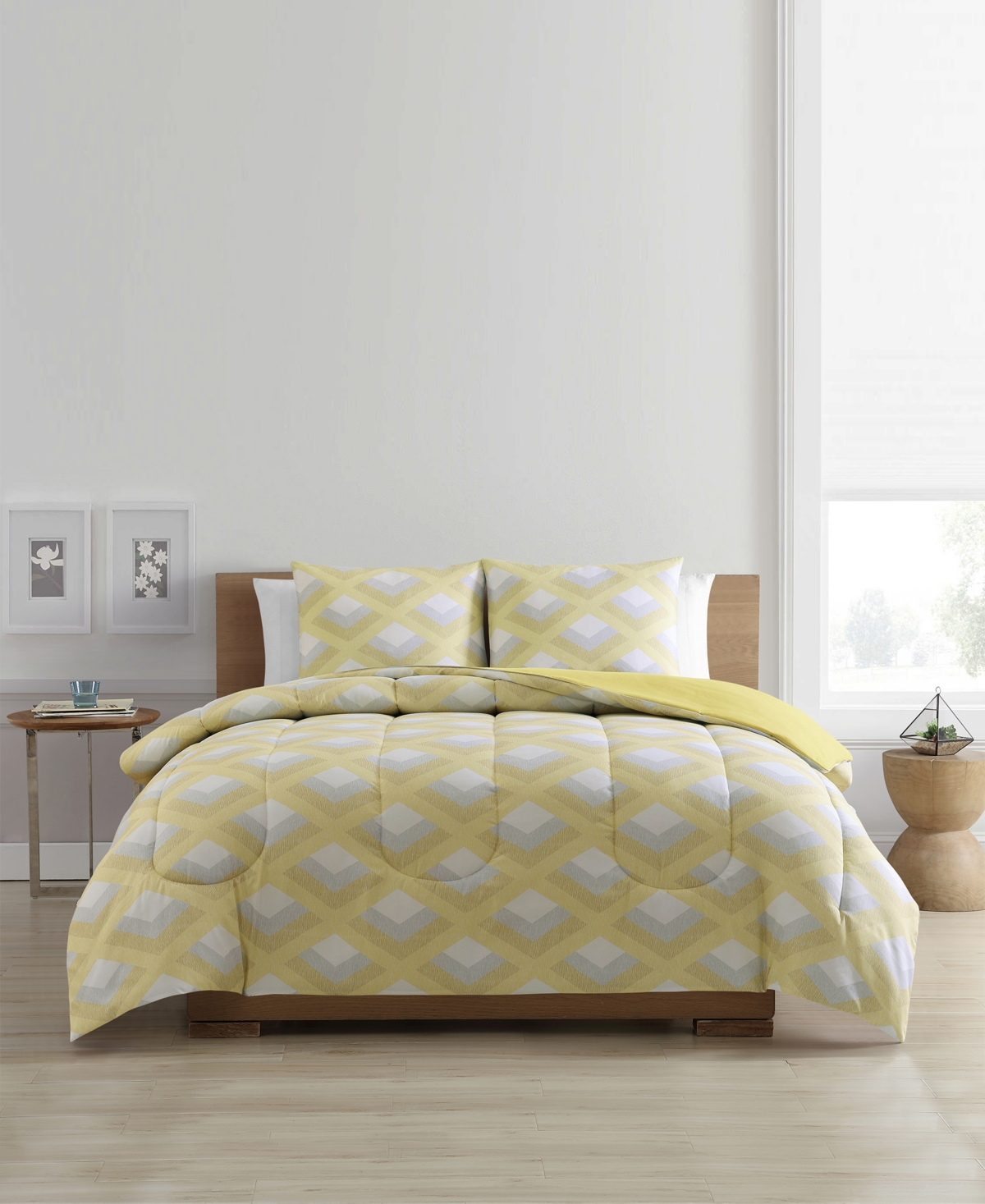 Keeco Textured Diamond 3-pc. Comforter Sets In Yellow