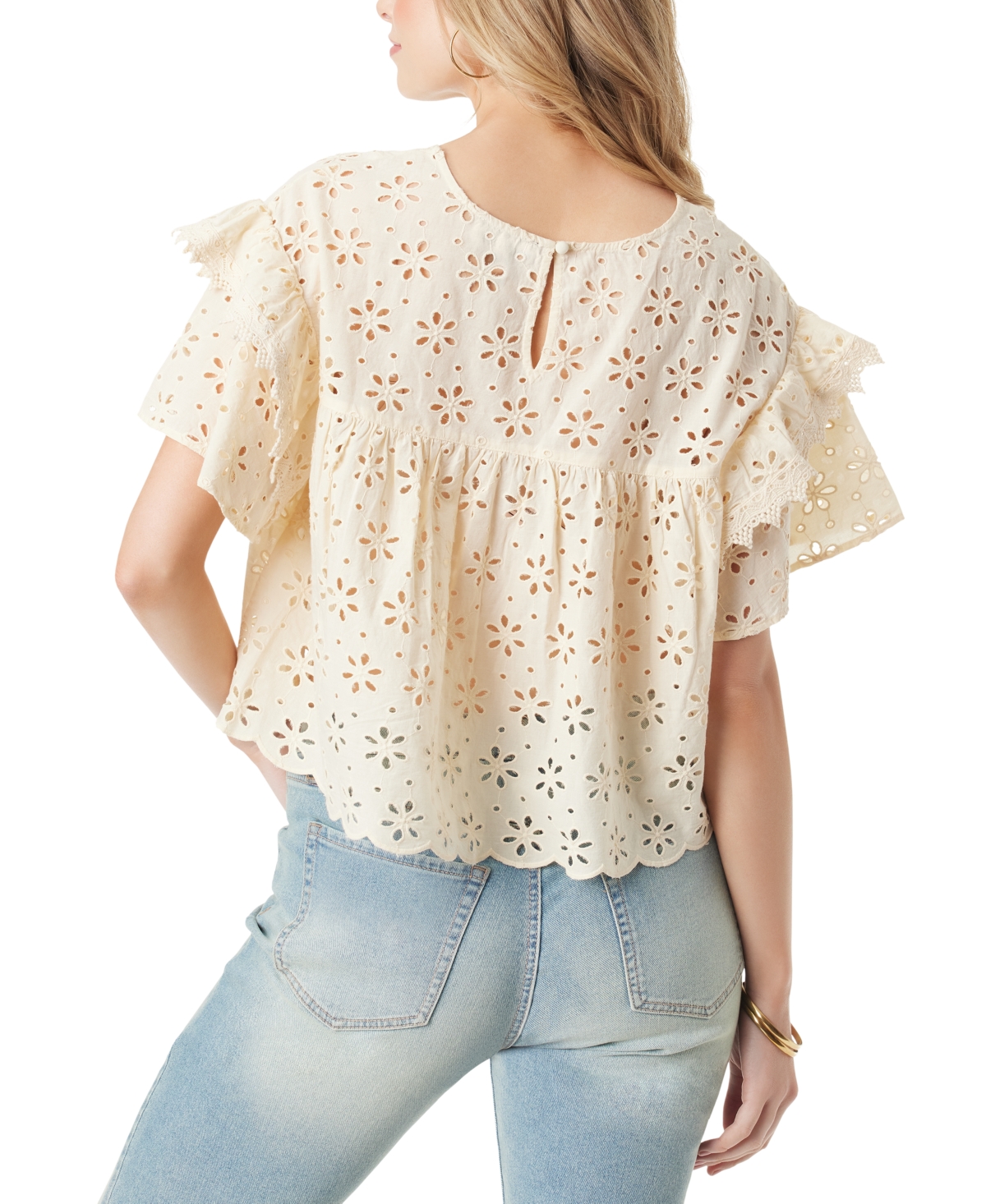 Shop Jessica Simpson Women's Maja Cotton Eyelet-embroidered Top In Parchment