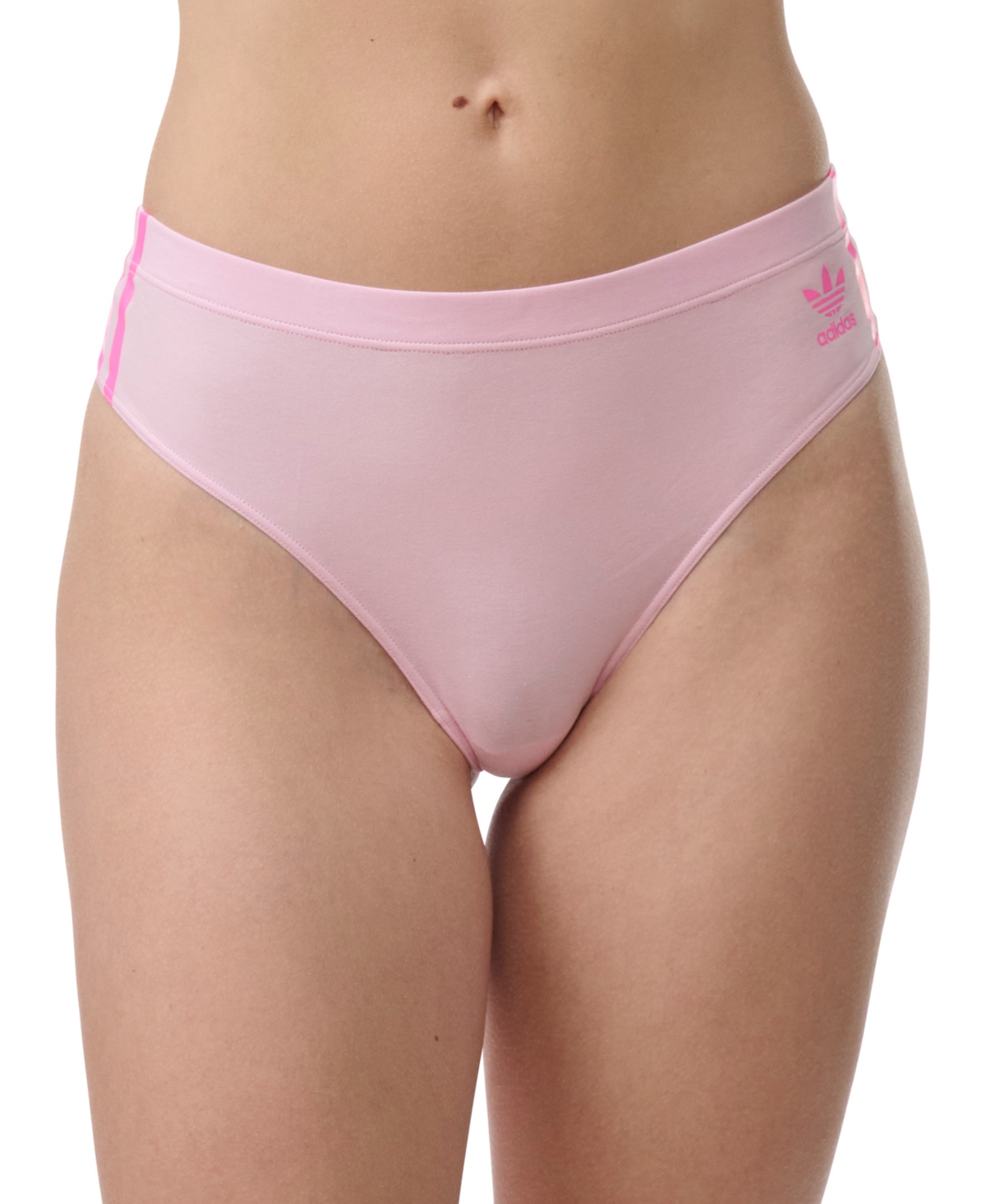 Intimates Women's Adicolor Comfort Flex Cotton Wide Side Thong 4A1H63 - Wonder Pin