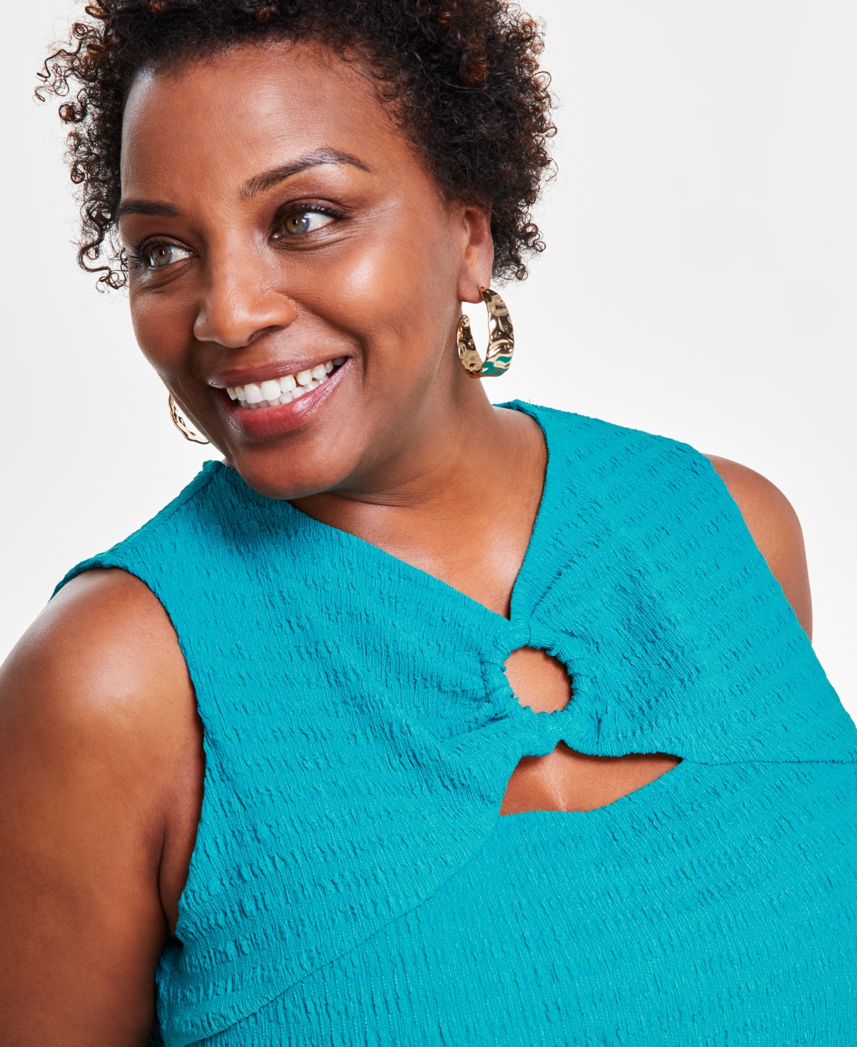 I.n.c. International Concepts Plus Size Textured O-Ring Top, Created for Macy's