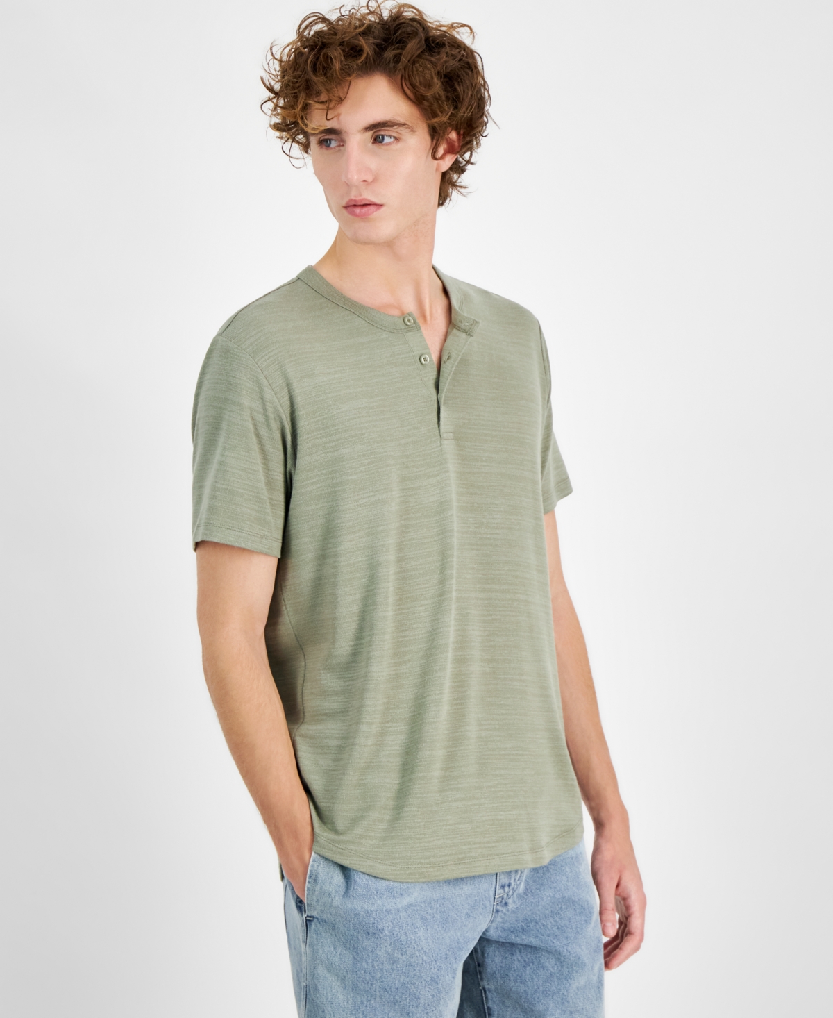 And Now This Men's Short-sleeve Henley Shirt In Green