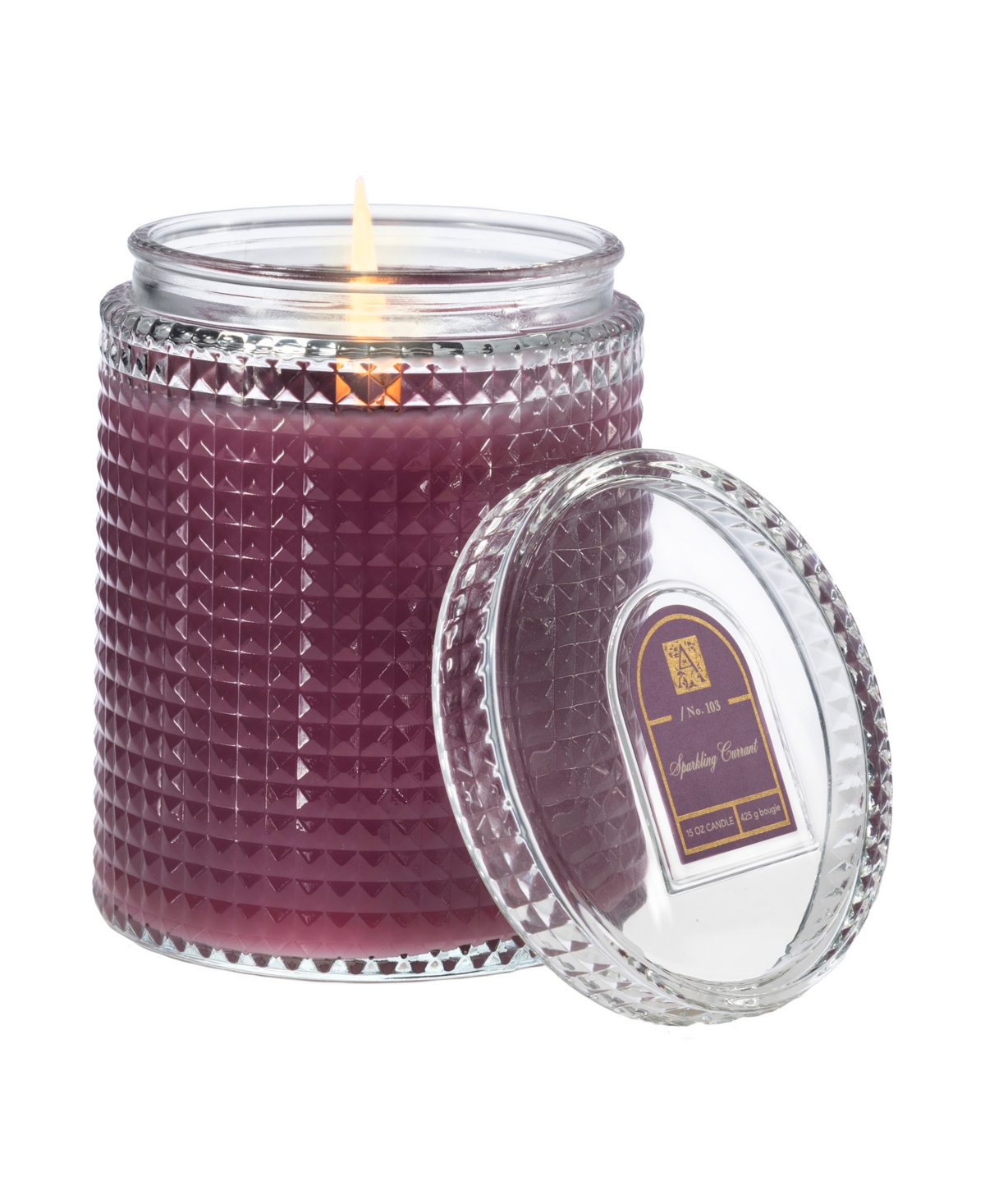 Sparkling Currant Textured Glass Candle, 15 oz - Dark Pink