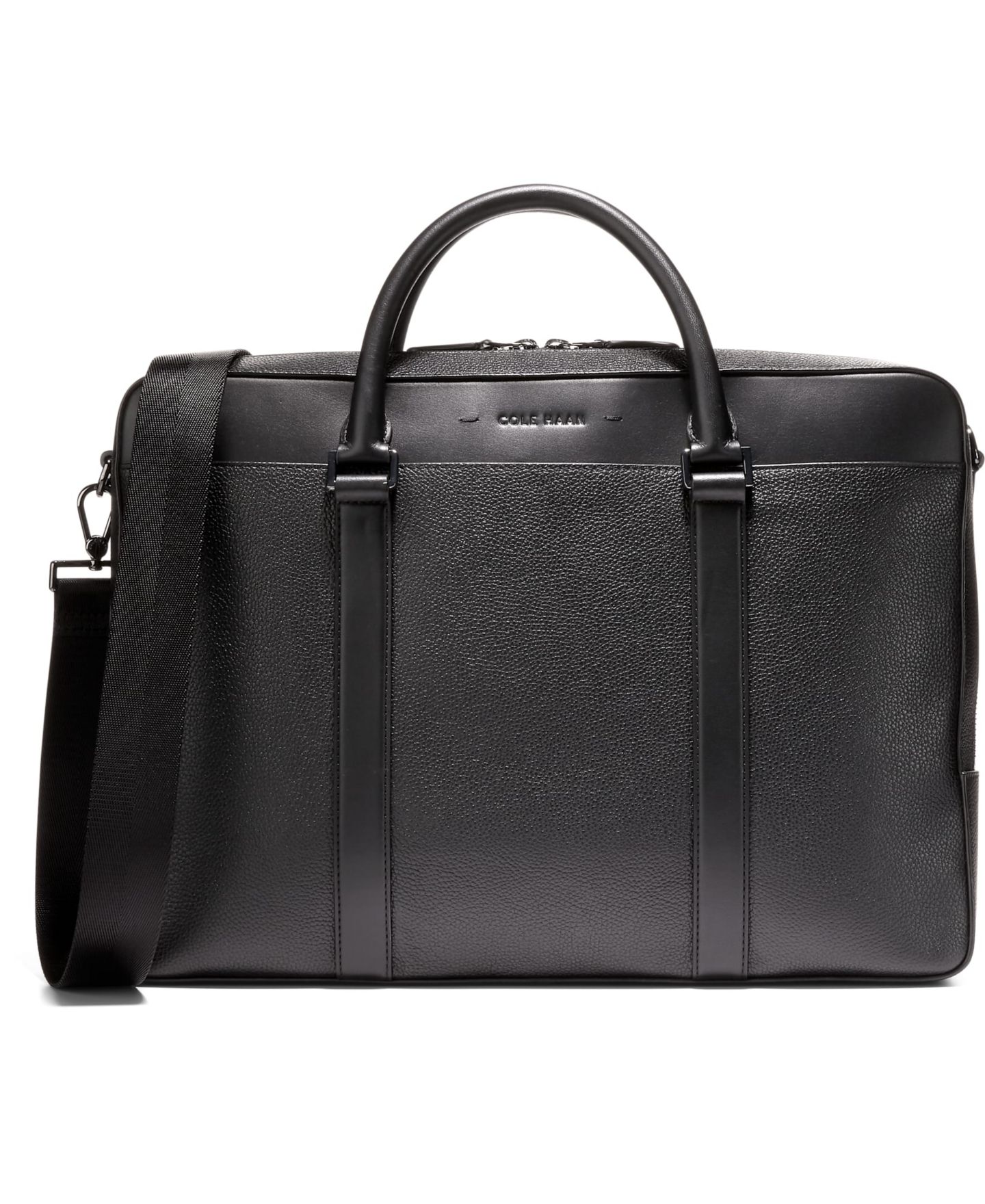 Мужская сумка Cole Haan Triboro Medium Leather Briefcase, цвет: Чёрный — фото 1