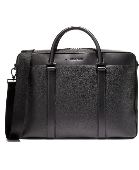 Мужская сумка Cole Haan Triboro Medium Leather Briefcase, цвет: Чёрный