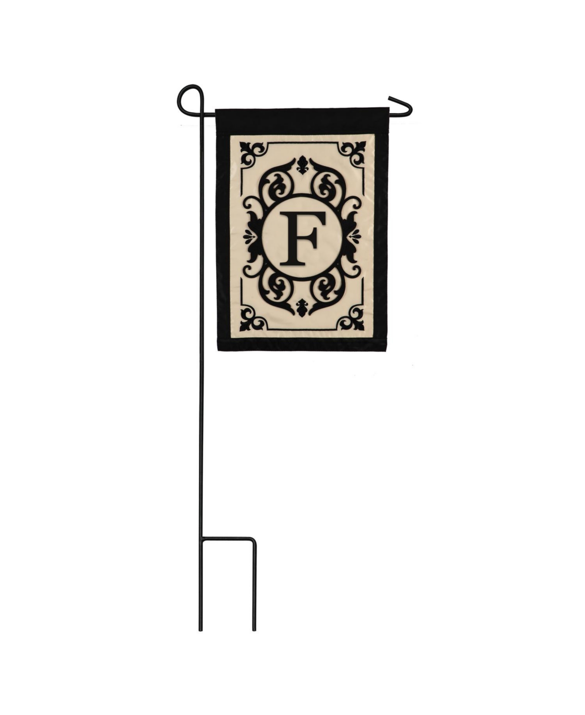 Flag Cambridge Chic Letter F Monogram Applique Garden Flag - 12.5" Wide x 18" High - Brown