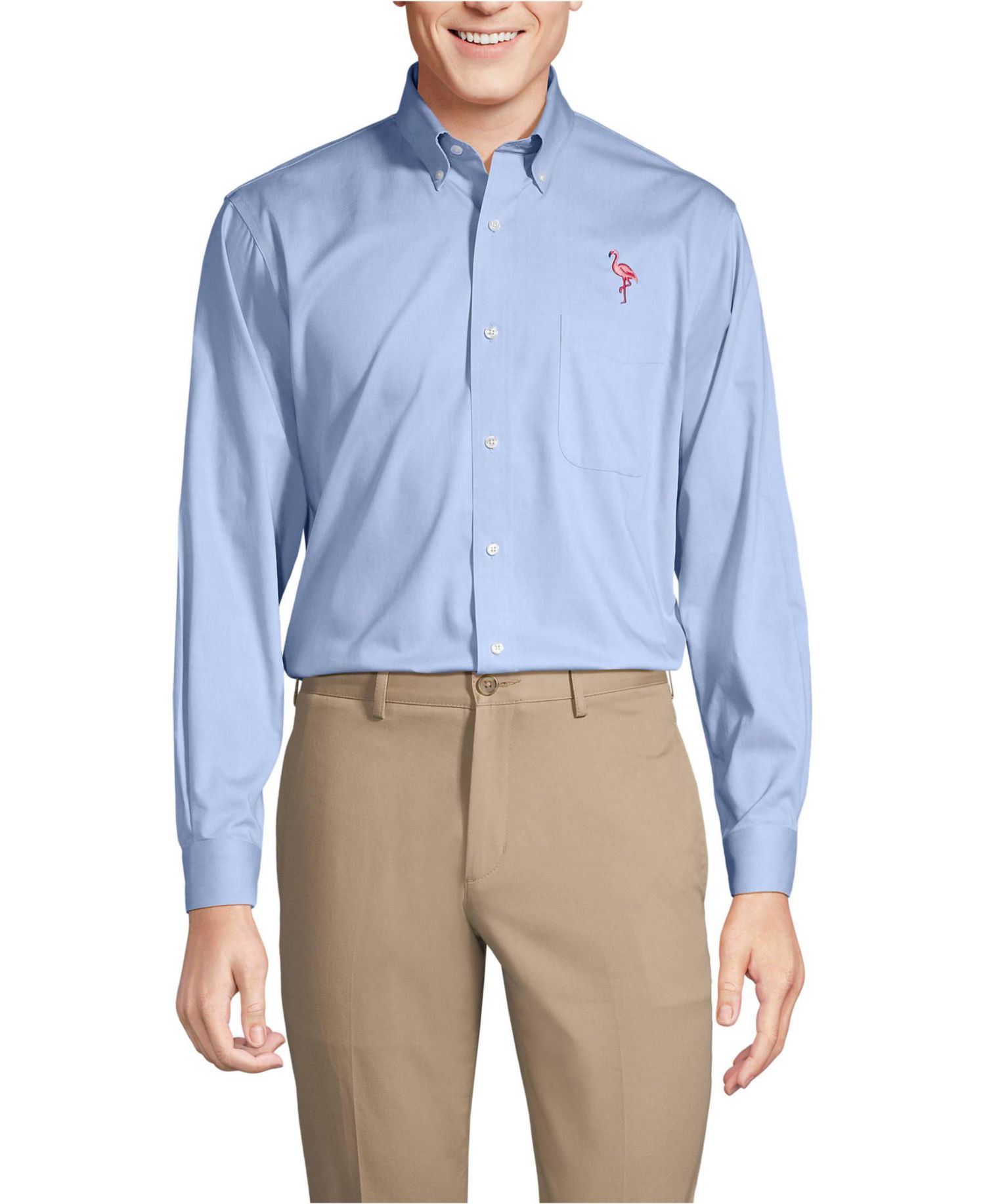 Men's No Iron Supima Cotton Pinpoint Buttondown Collar Dress Shirt