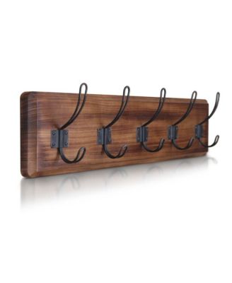 Rustic Coat Rack With Hooks -Wall Mount Coat Rack - Solid Pine Wood Entryway Hanger - Farmhouse Coat Rack For Kitchen, Bedroom