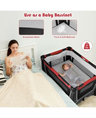 4-in-1 Convertible Portable Baby Play yard with Toys and Music Player