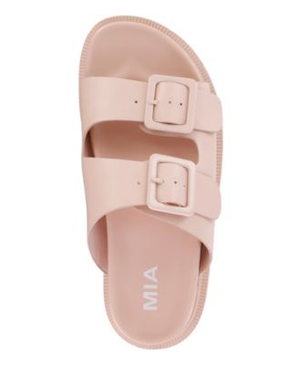 MIA Women's Gen Double Buckle Flat Slide Sandals - Macy's