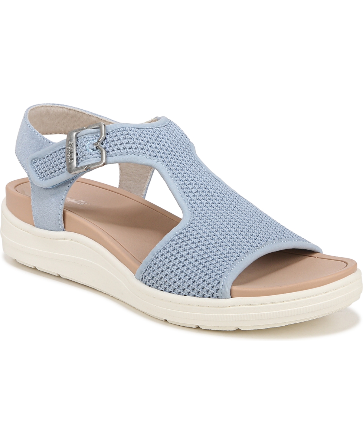 Shop Dr. Scholl's Women's Time Off Sun Ankle Strap Sandals In Summer Blue Fabric