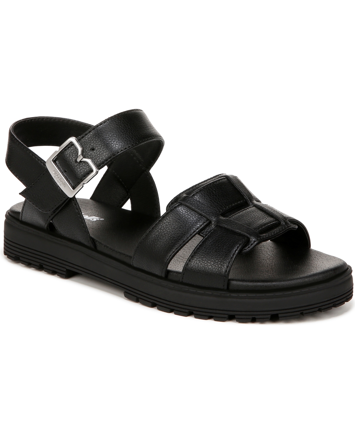 Shop Dr. Scholl's Women's Take Five Ankle Strap Sandals In Black Faux Leather
