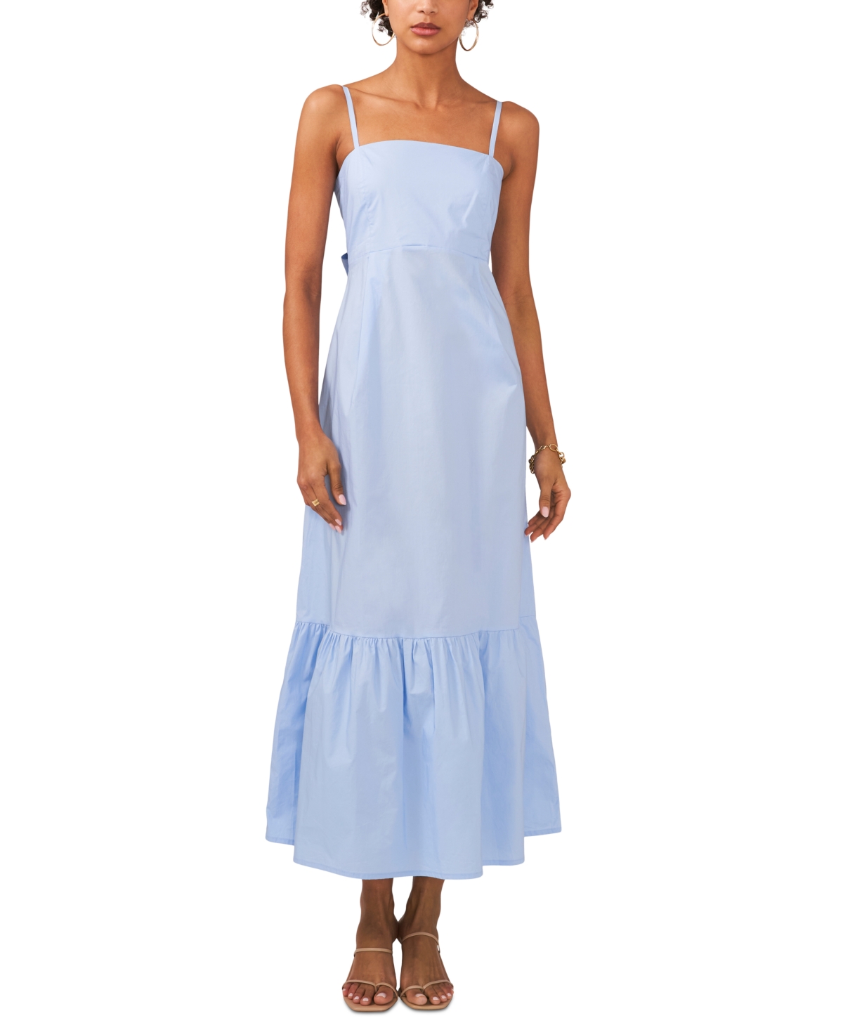 Women's Bow Back Sleeveless Cotton Maxi Dress - Cloud Blue