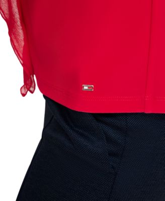 Women's Ruffled Mixed-Media Top