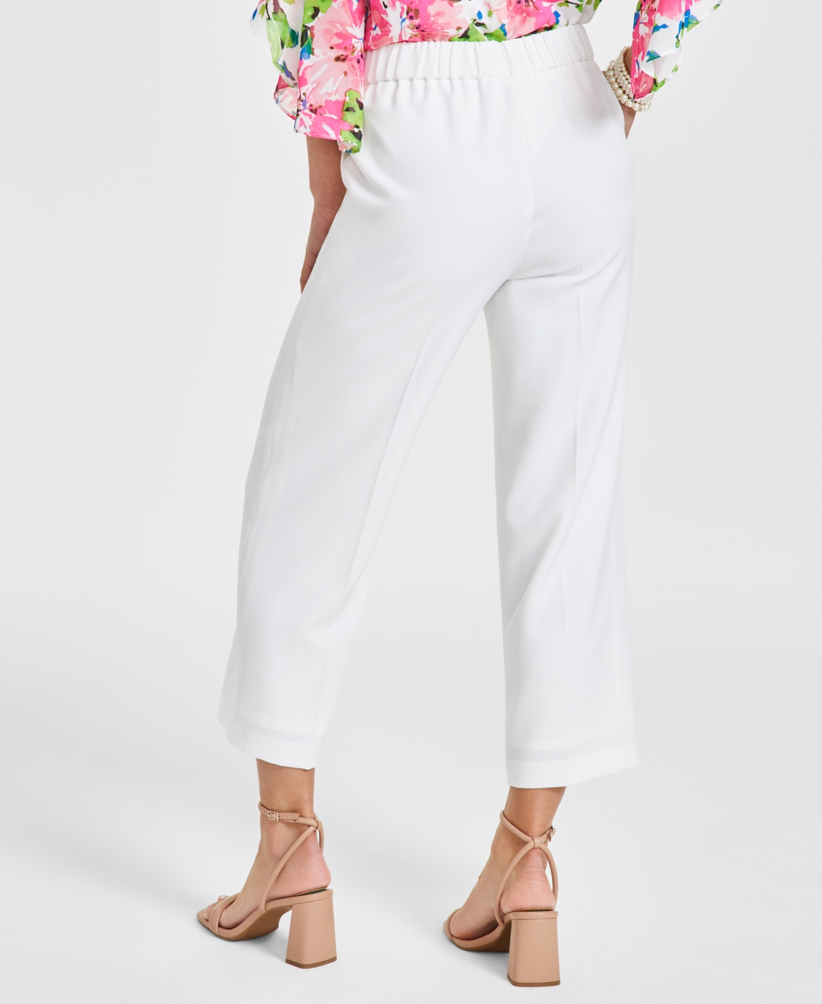 Shop Kasper Women's Stretch Crepe High Rise Pull-on Pants In Lily White