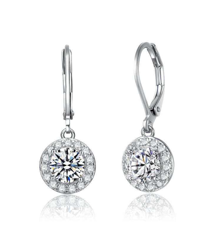 Rachel Glauber Elegant Halo Drop Dangle Leaver back Earrings