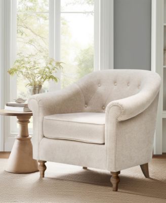 Martha Stewart Fayette 35" Tufted Fabric Upholstered Accent Arm Chair
