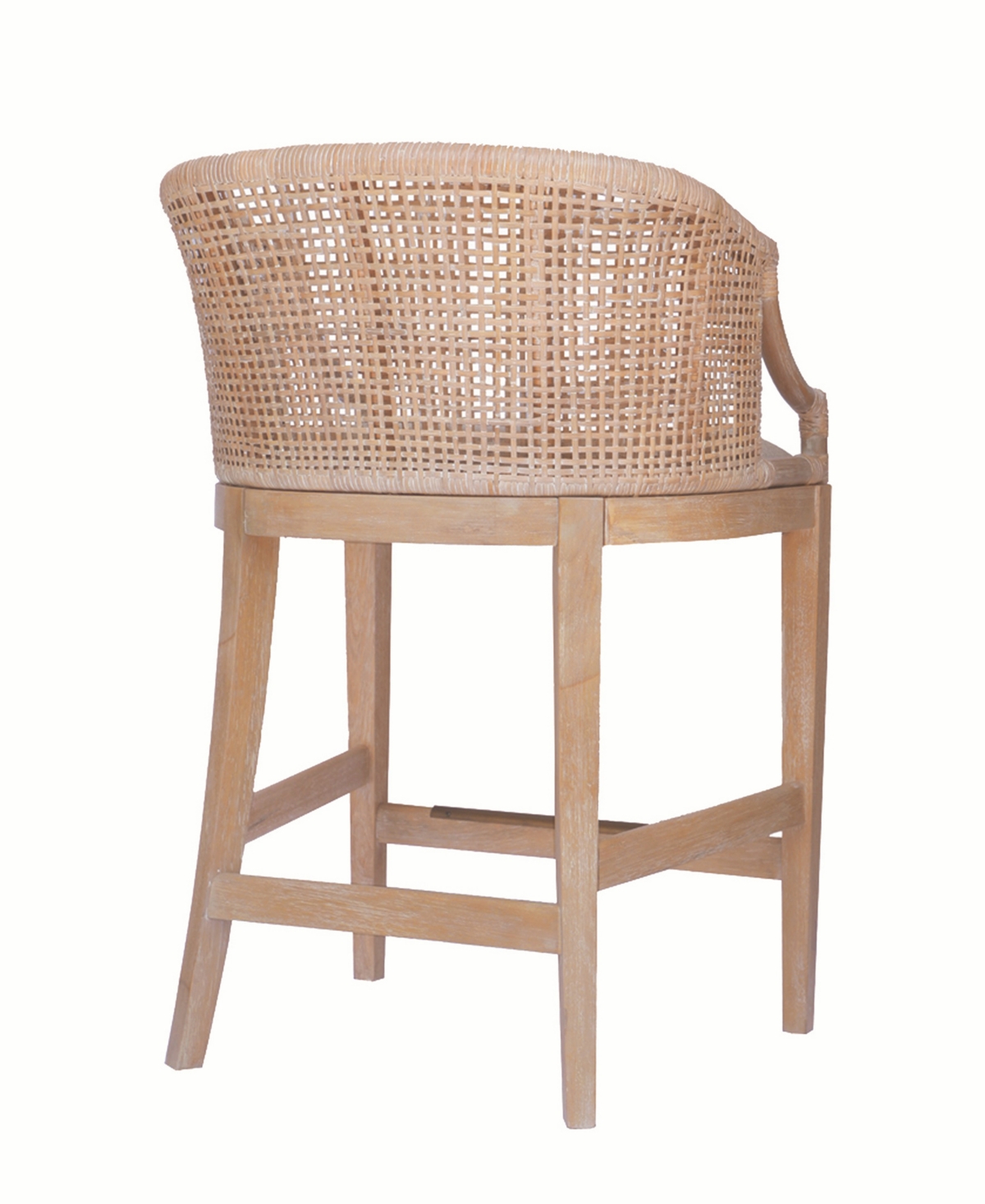 Martha Stewart Collection Martha Stewart Playa 23" Handcrafted Rattan Solid Wood Counter Stool In Natural Whitewash