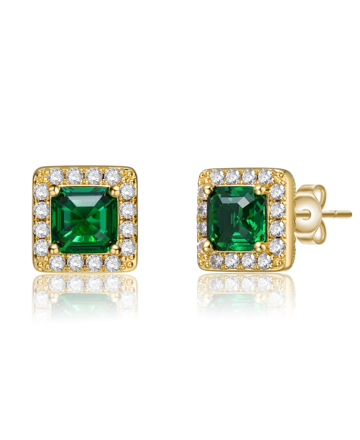 Dainty Everyday Wear Halo CZ Square Mini Stud Earrings