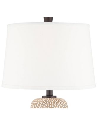 Anna 27 1/4" Tall Modern Coastal Table Lamps Set of 2 Beige Pebbled White Shade Living Room Bedroom Bedside