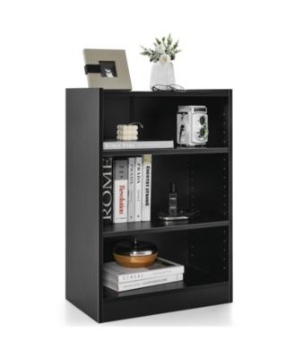 3-Tier Bookcase Open Display Rack Cabinet with Adjustable Shelves
