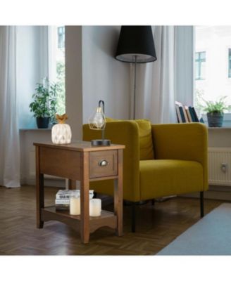 Contemporary Chair Side End Table Compact Table with Drawer Nightstand