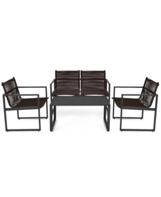 4 Pieces Patio Furniture Conversation Set with Sofa Loveseat