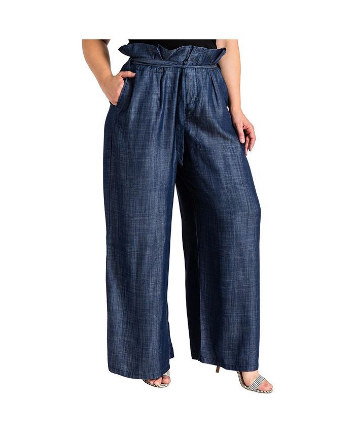 Pantalon Femme Grande Taille Standards & Practices En Tencel Bleu - Taille 20, Coupe Wide Leg, Neuf Avec étiquette