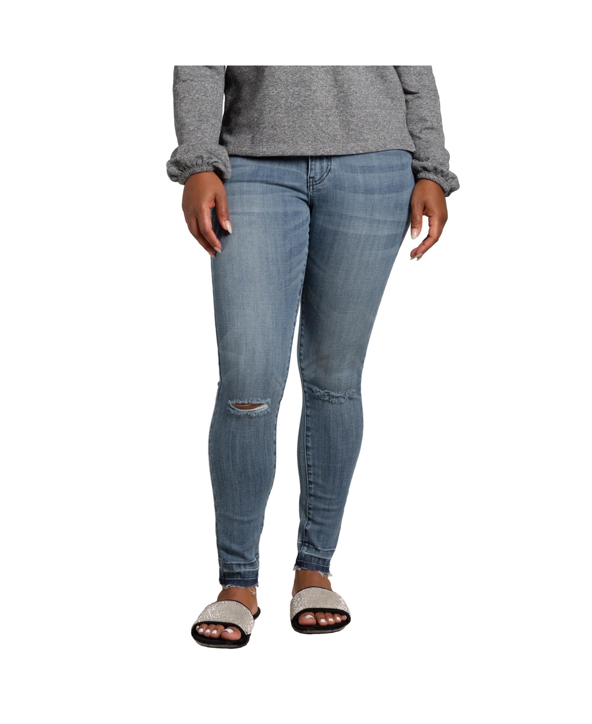 Women's Curvy Fit High Rise Release Hem Cropped Ankle Jeans - Dark blue