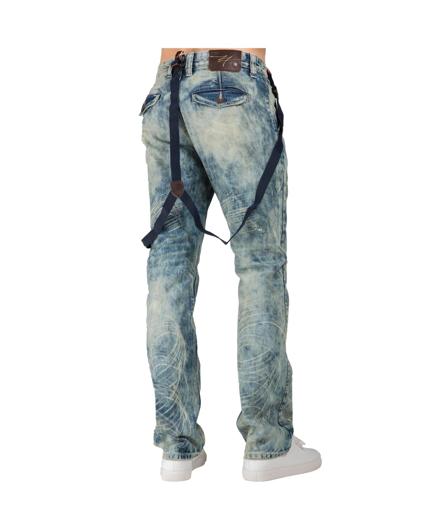 Мужские джинсы Level 7 Slim Straight Premium Jeans Distressed Acid Washed with Suspenders, цвет: Twister — фото 2
