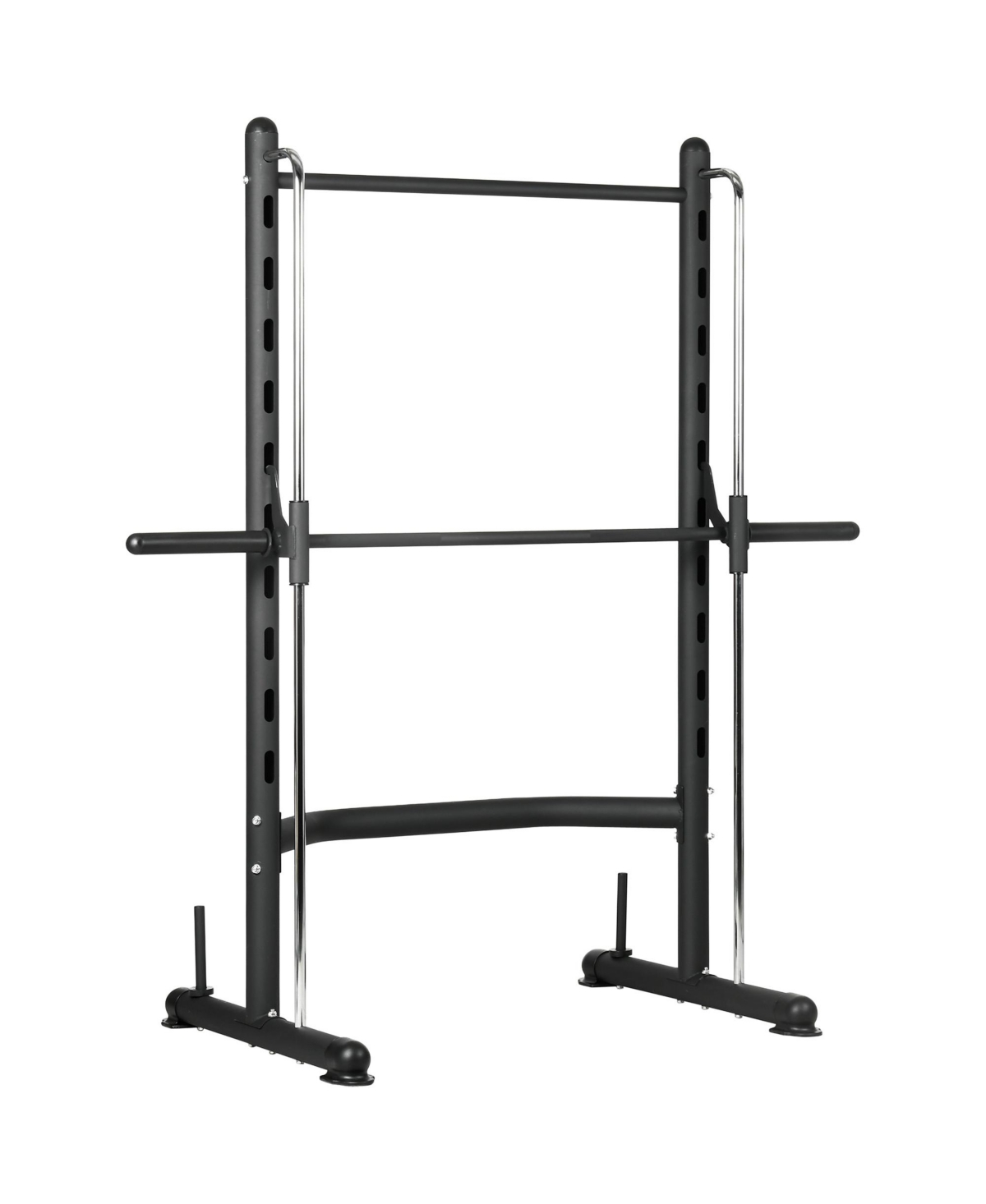 Adjustable Squat Rack with Pull Up Bar and Barbell Bar Bench Press - Black and silver