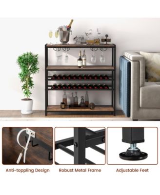 5-tier Wine Rack Table with Glasses Holder